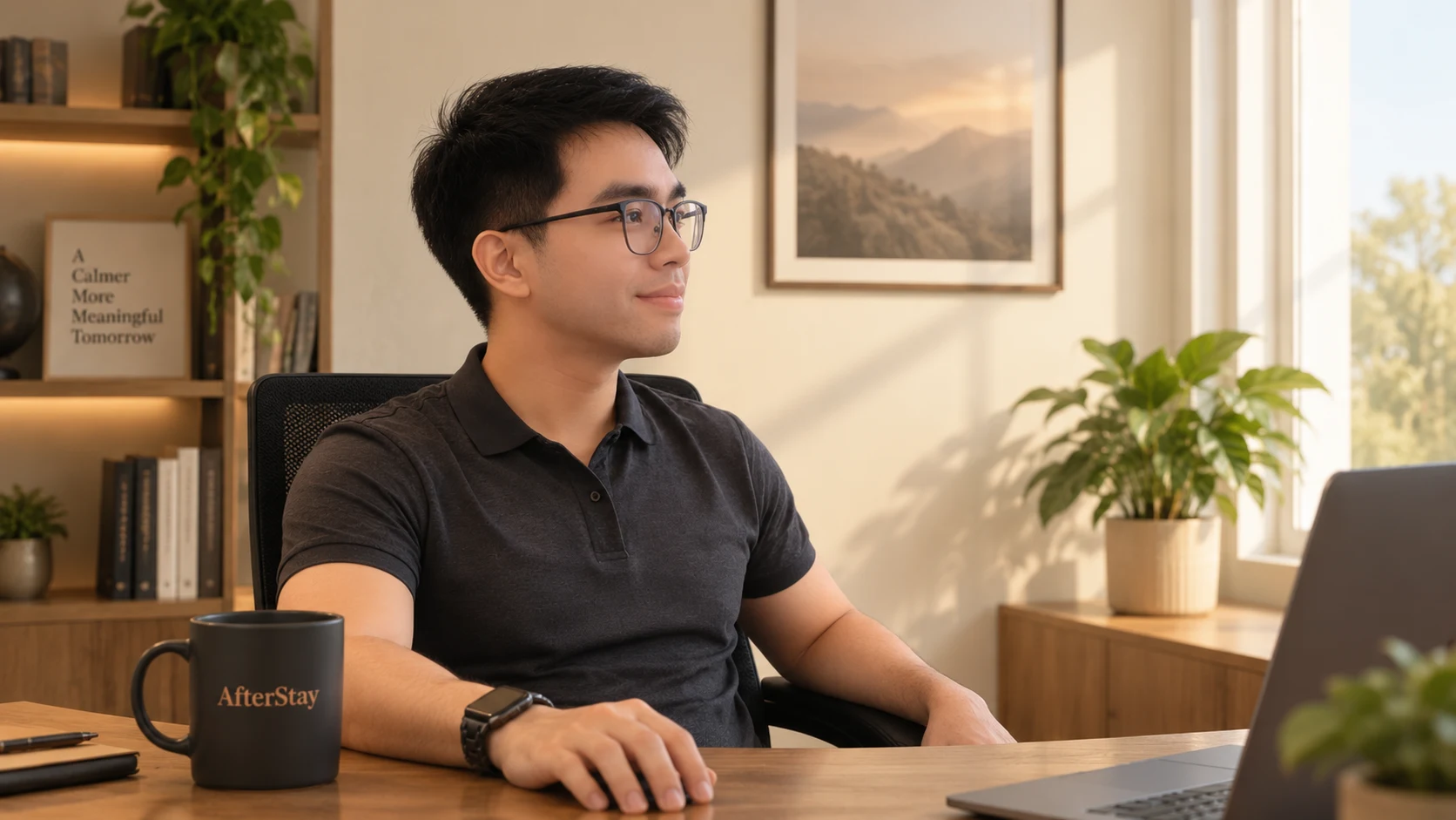 Karl working at a desk